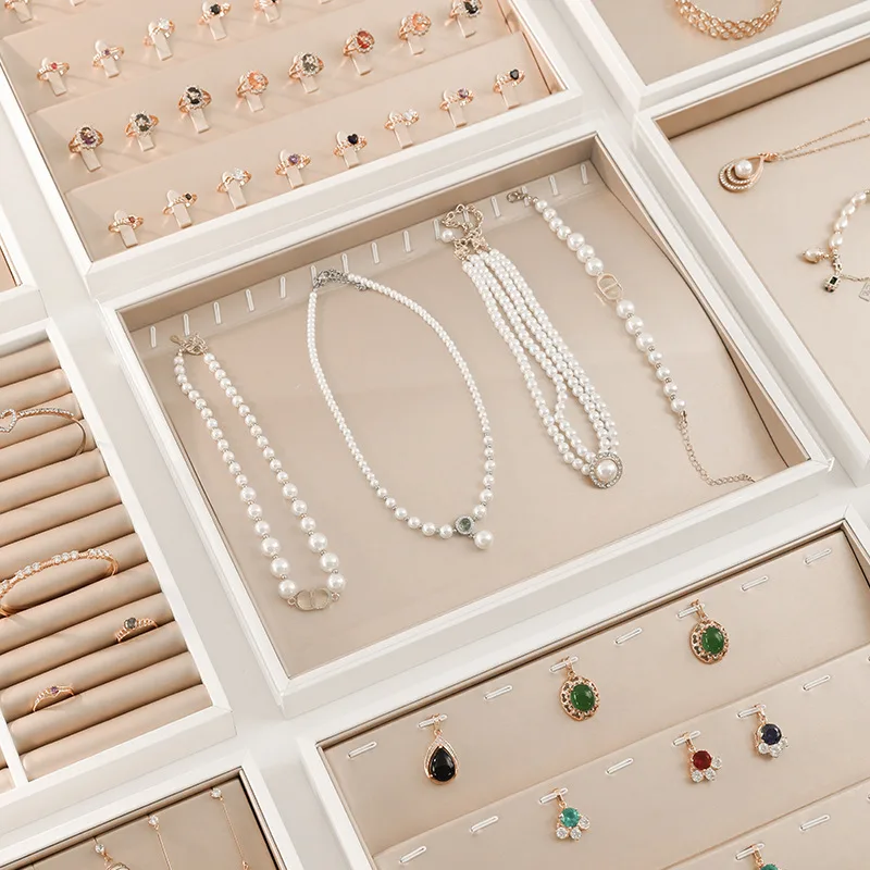 Close up of brushed PU leather texture on jewelry tray