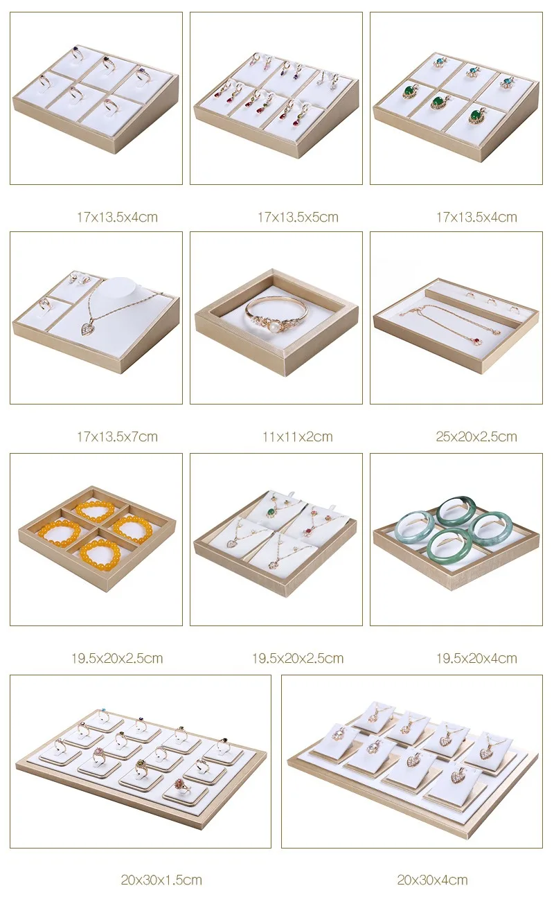 Small 6-slot gold and white ring display tray