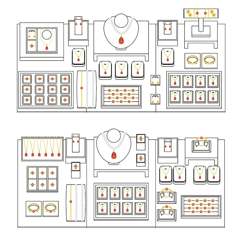 3-piece cylindrical ring display stand set white leather