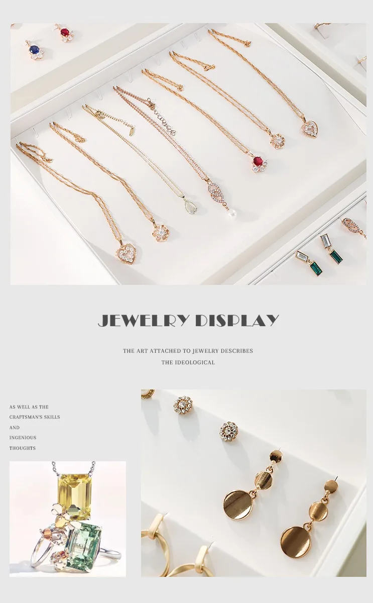 White necklace storage tray with white frame